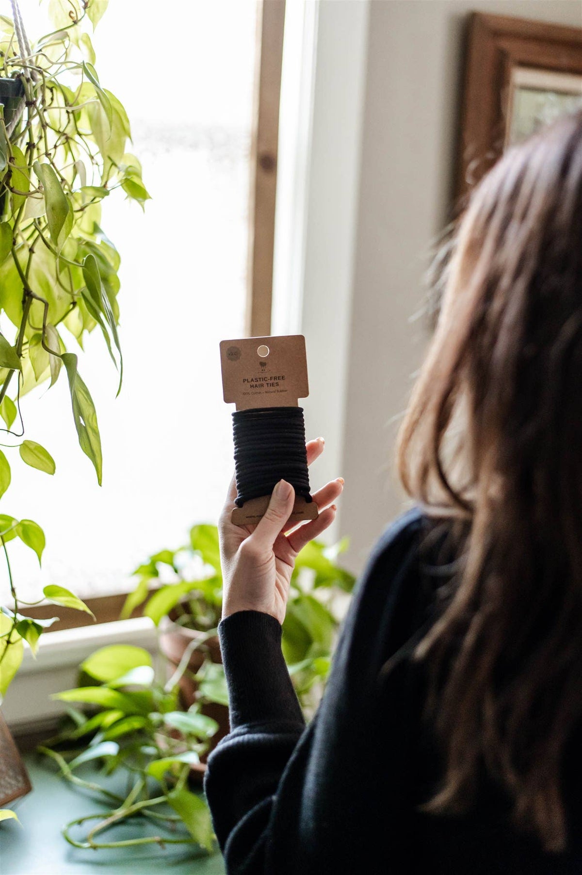 Cotton + Rubber Hair Ties: Black