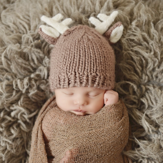Hartley Deer Tan | Hand Knit Kids & Baby Hat
