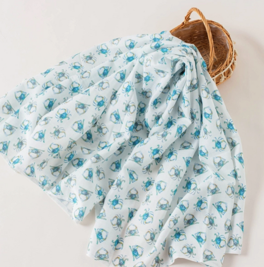 Catching Crabs Organic Muslin Swaddle Blanket