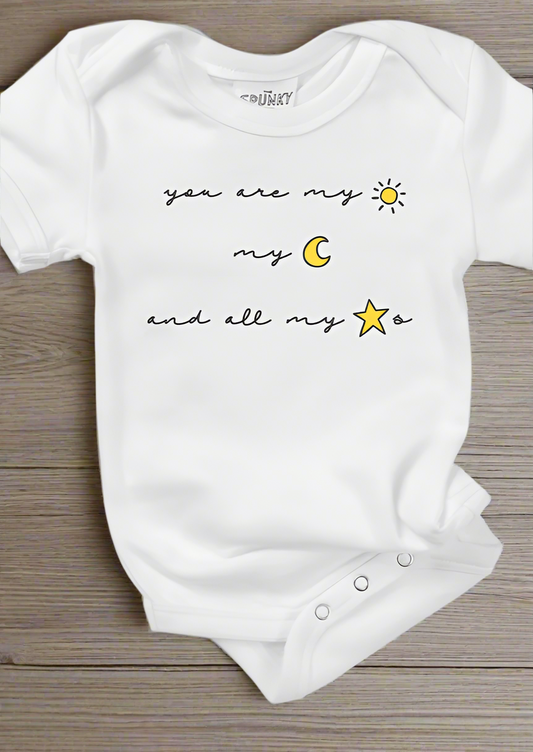 You Are My Sun Moon Stars Organic Cotton Baby Bodysuit