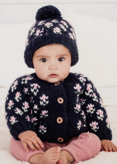 Indigo Blooms Baby Cardigan