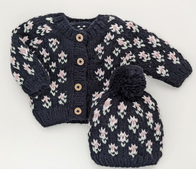 Indigo Blooms Baby Cardigan