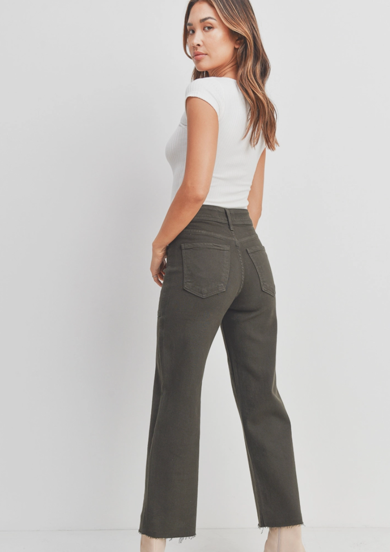 High-Rise Utility Jean- Olive