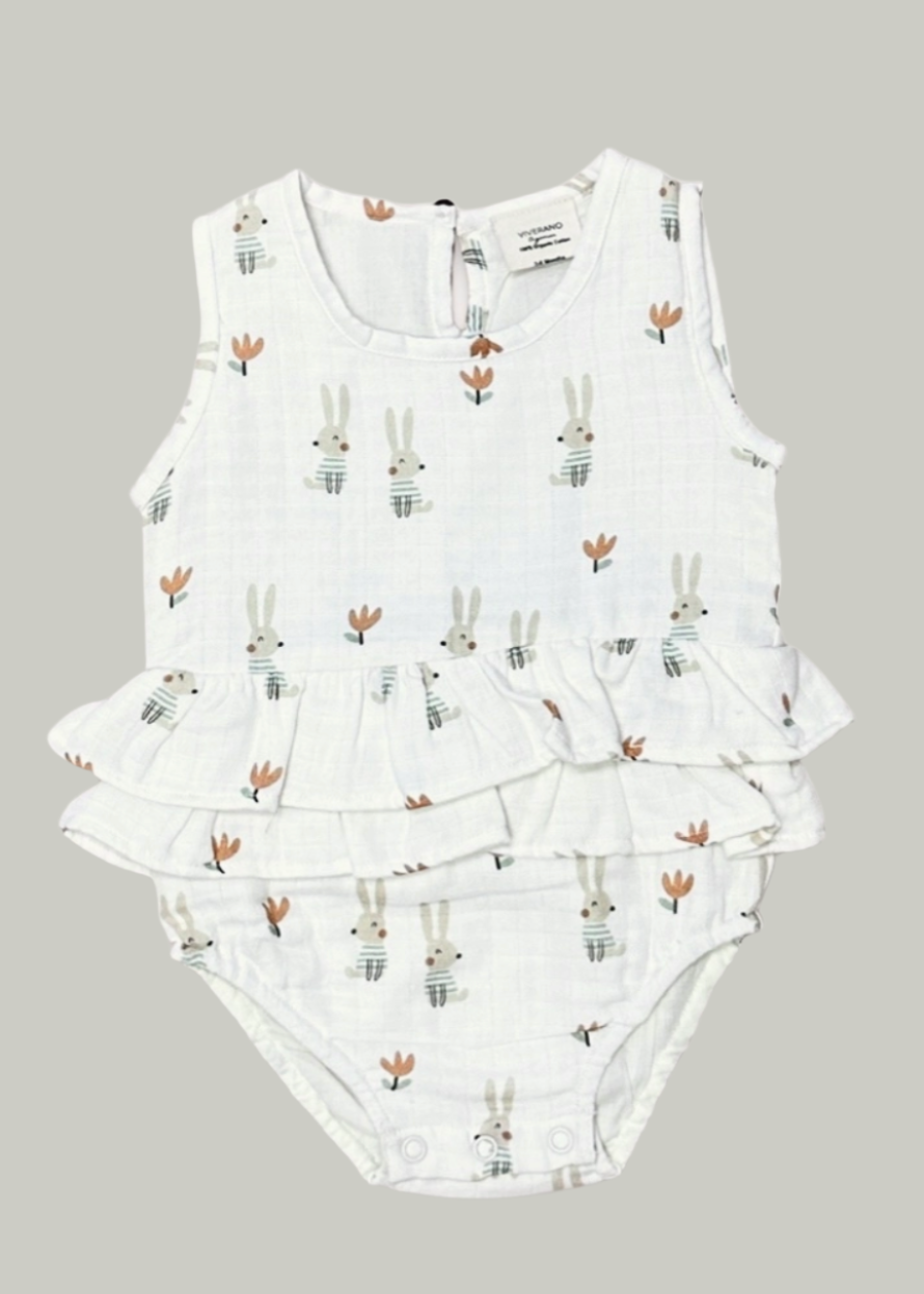 Bunny 2-Tier Ruffle Baby Romper