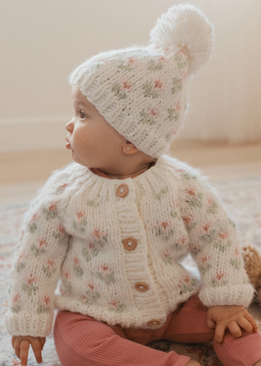 Bitty Blooms Blush Cardigan Sweater
