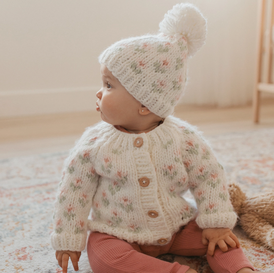 Bitty Blooms Blush Cardigan Sweater