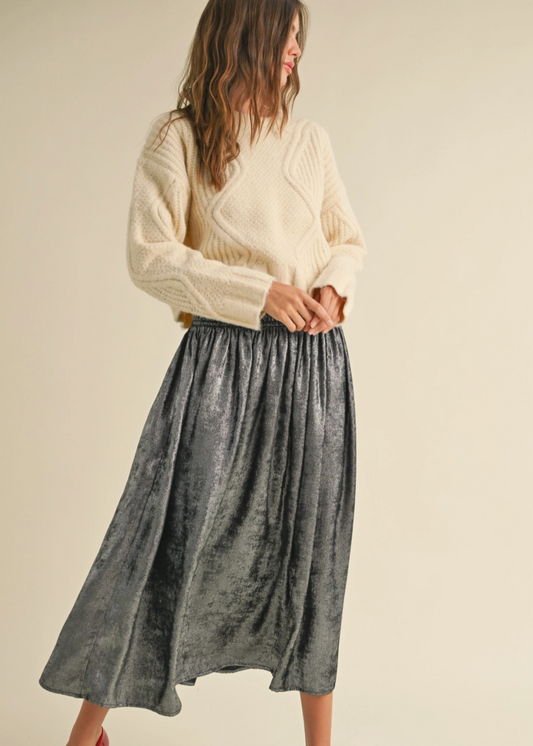 Jillian Metallic Smocking Waist Skirt