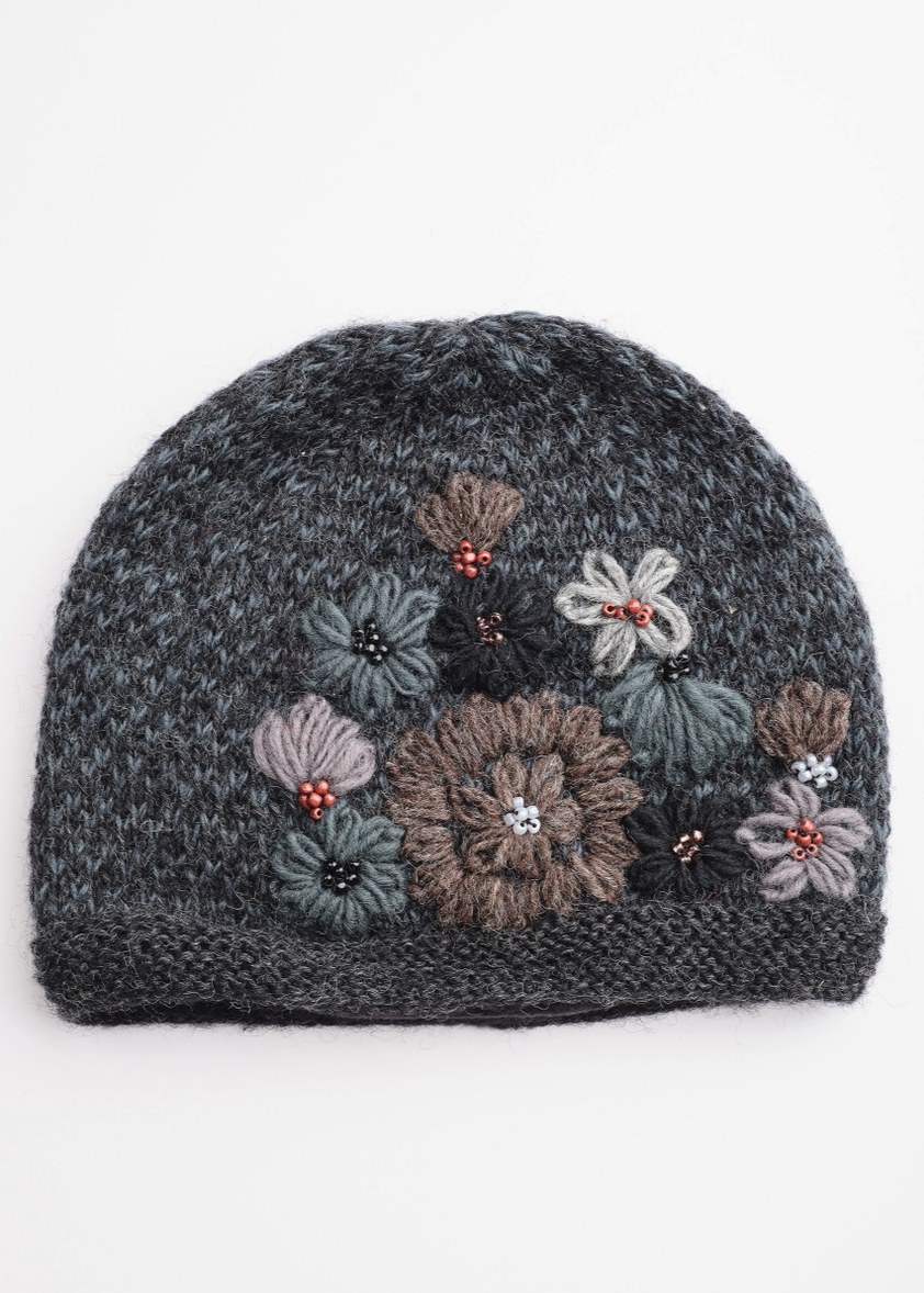 Floral Embroidered Beanie