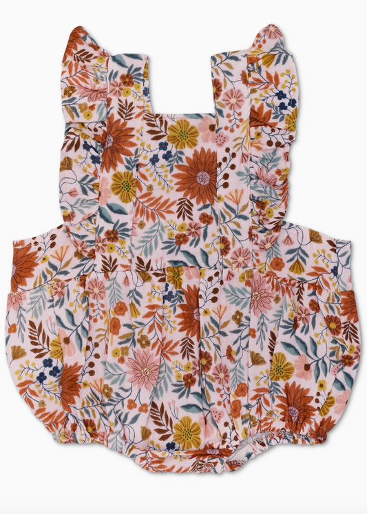 Zinnia Bloom Muslin Flutter Sleeve Romper