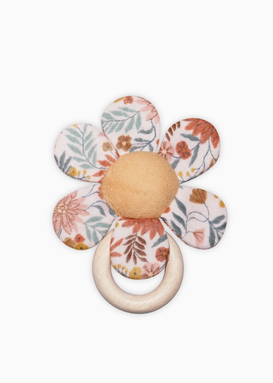 Zinnia Bloom Wood Ring Teething Toy