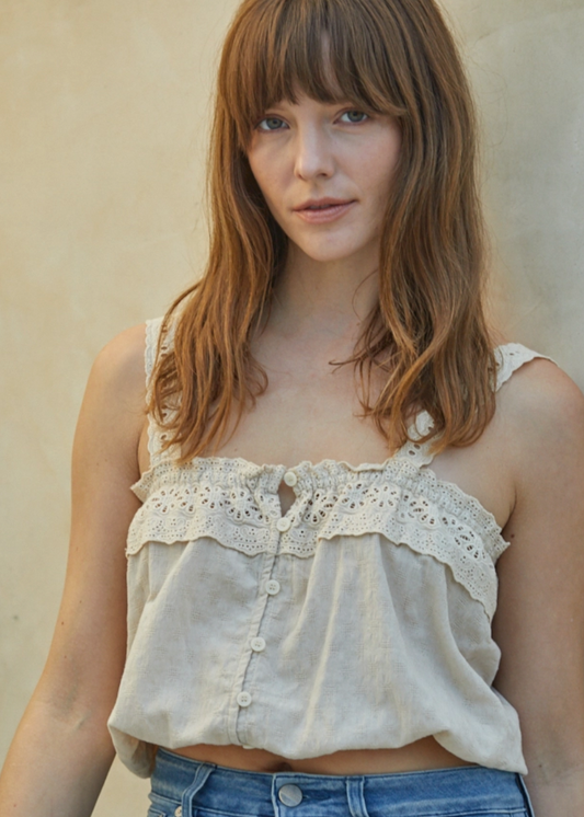 Audrey Cotton and Crochet Tank