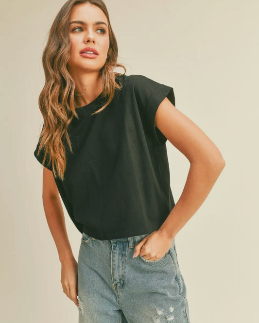 Black Cuff Sleeve T-Shirt