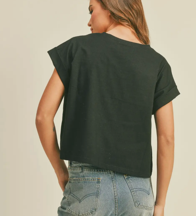 Black Cuff Sleeve T-Shirt