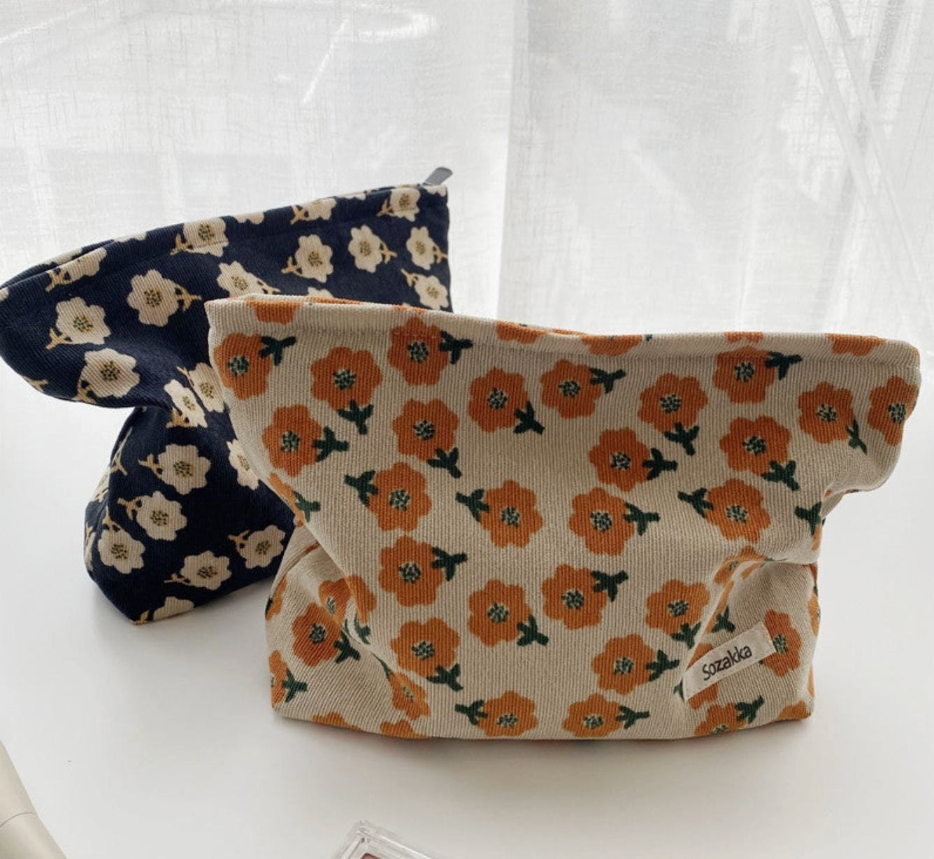 Floral Corduroy Pouch