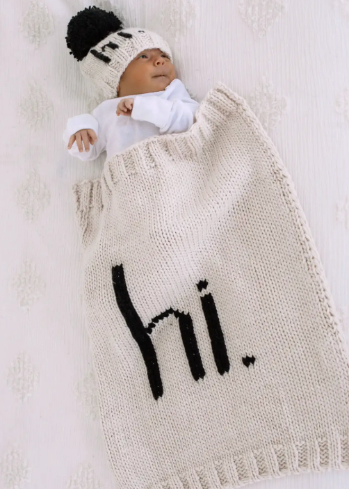 Hi. Hand Knit Baby Blanket