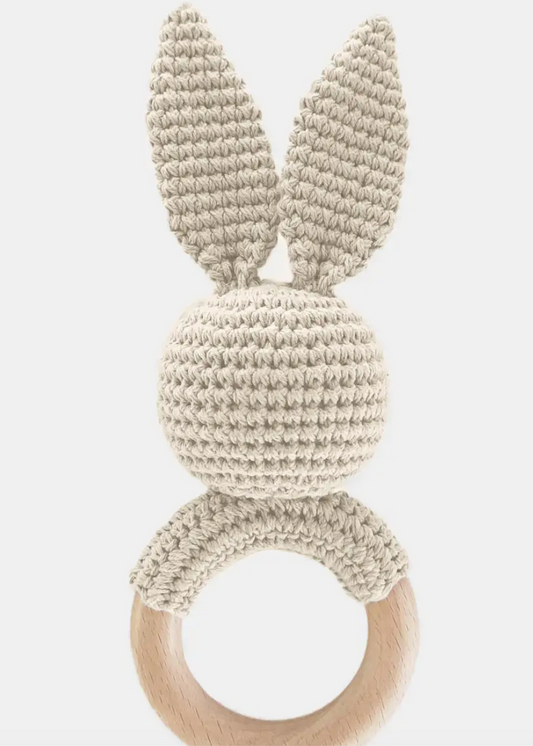 Cotton Crochet Ivory Bunny Rattle