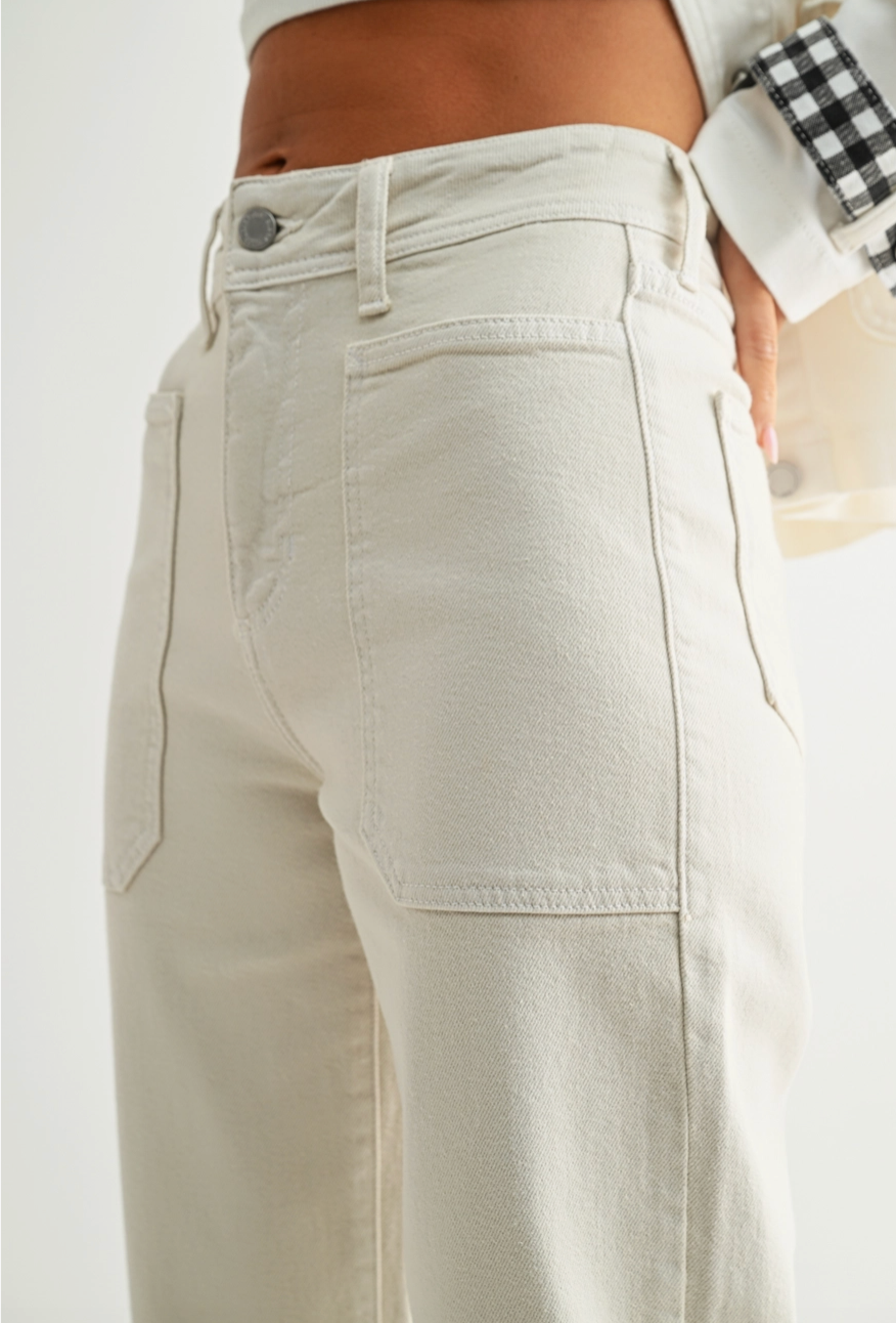 High Rise Utility Wide Leg-Sea Salt