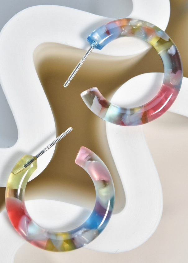 Mini Hoop Earrings-Sea Glass