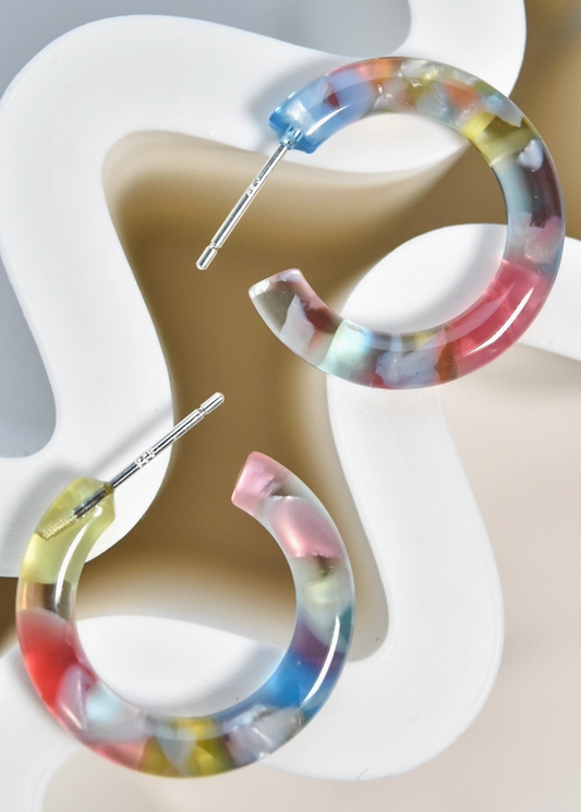 Mini Hoop Earrings-Sea Glass
