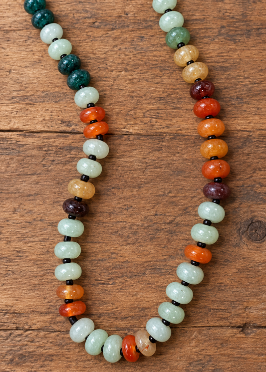 Agate Bead Necklace - Jade