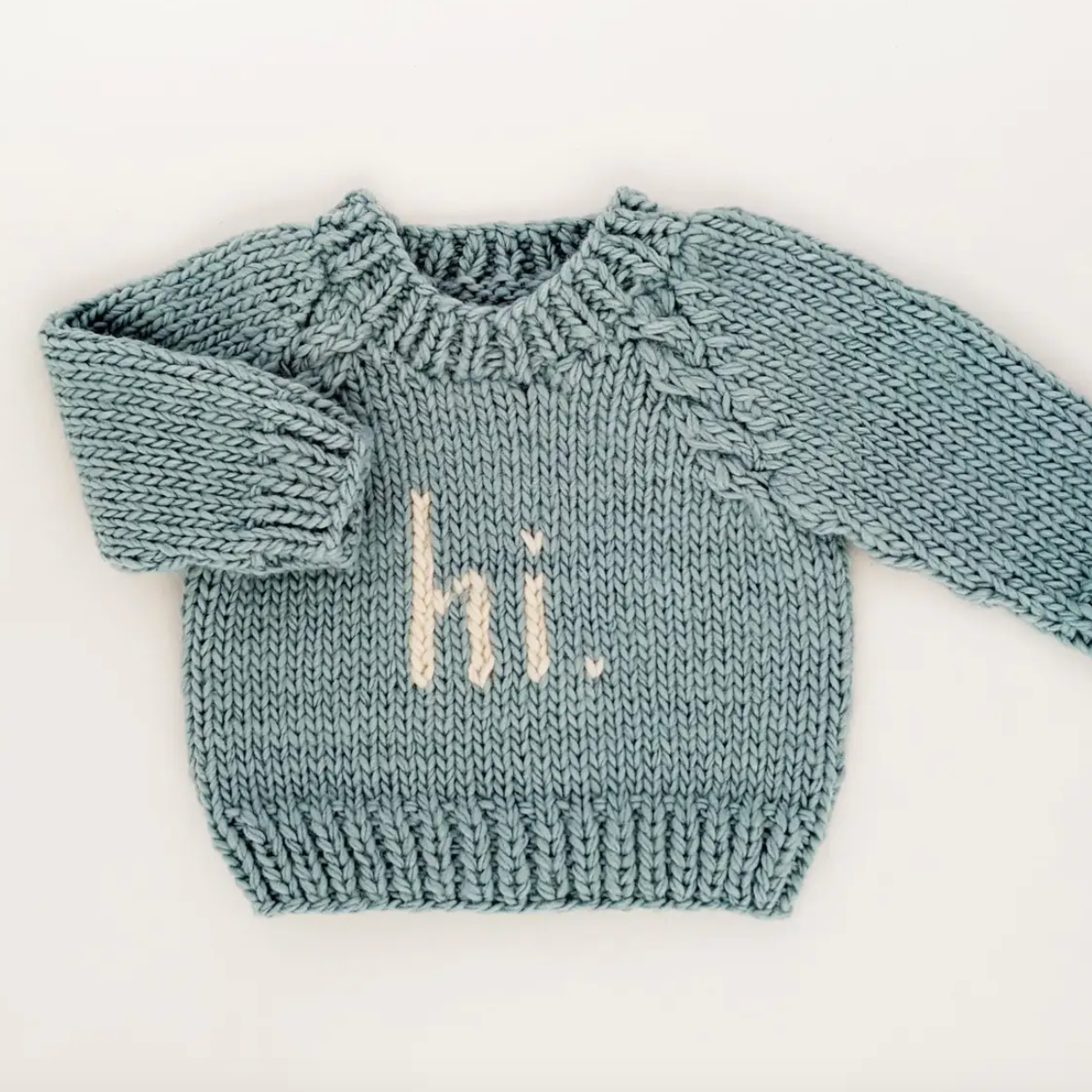 "Hi" Crew Neck Baby Sweater