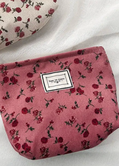 Corduroy Floral Pouch