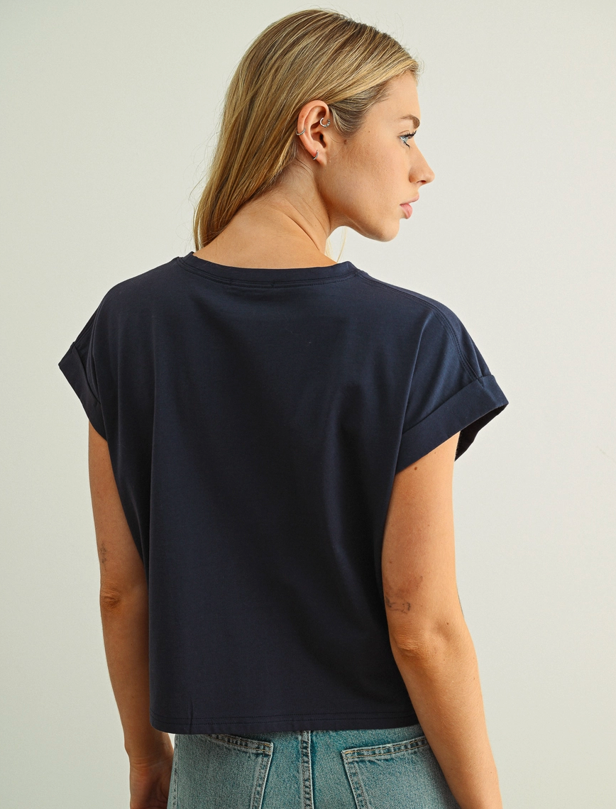 Indigo Cuffed Sleeve Tee
