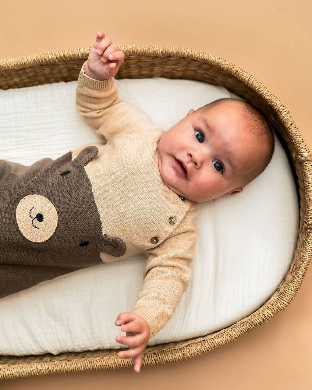 Cuddly Bear Embroidered Sweater Knit Baby Jumpsuit