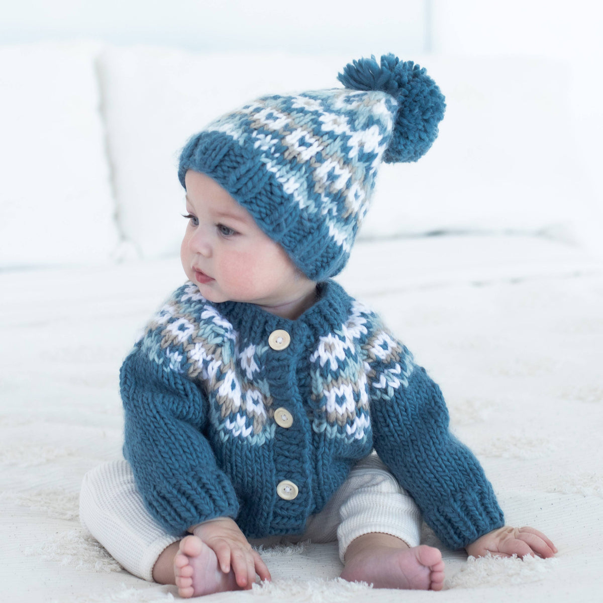 Fairisle Slate Cardigan Sweater for Baby & Toddler: 12-18 months
