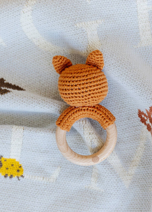 Cotton Crochet Fox Teether Rattle