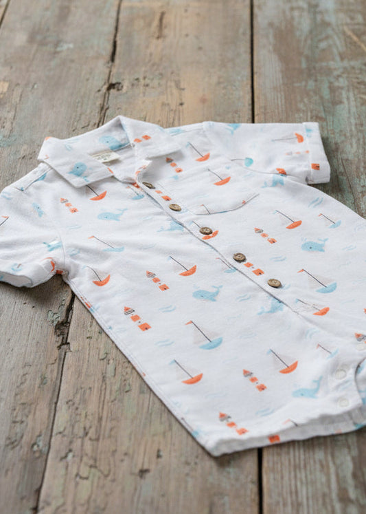 Sailboat Baby Button Romper