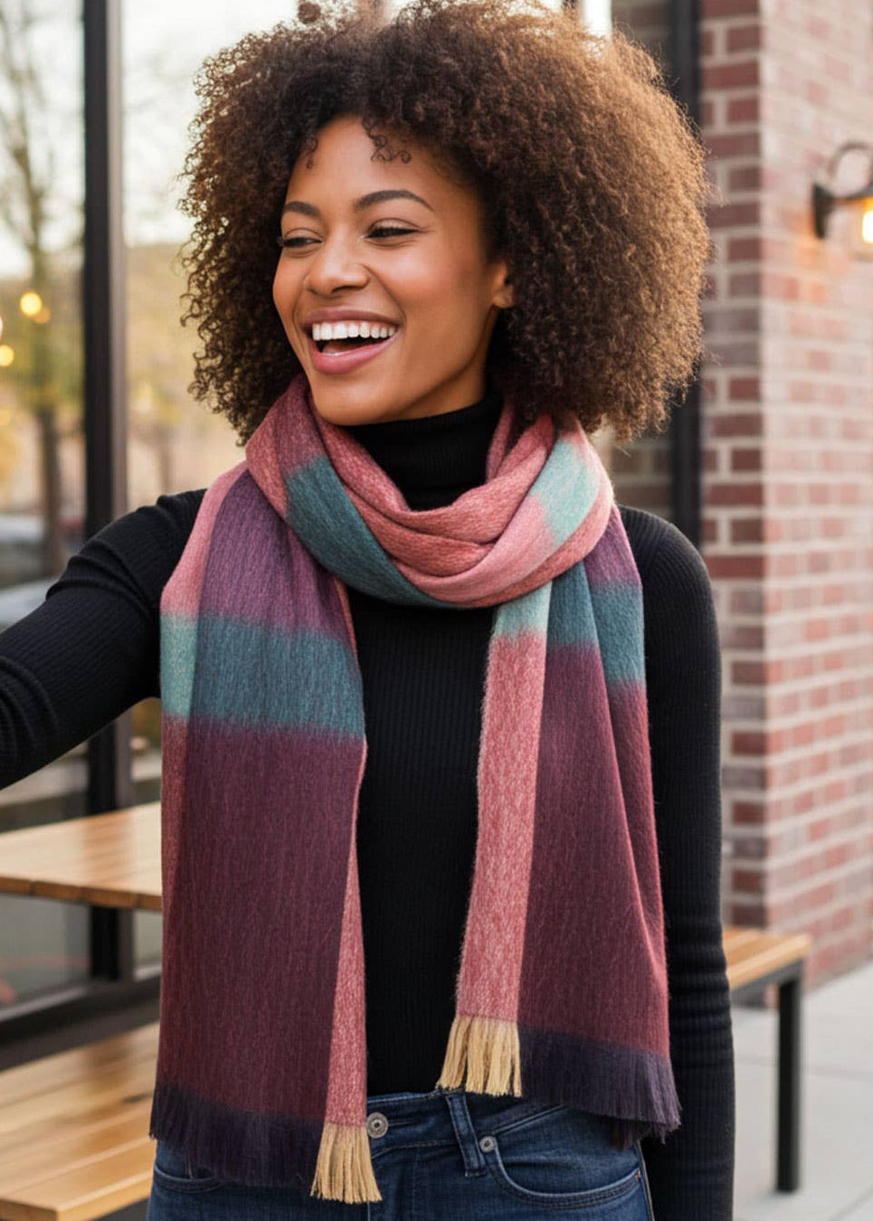 Sangria Alpaca Plaid Scarf