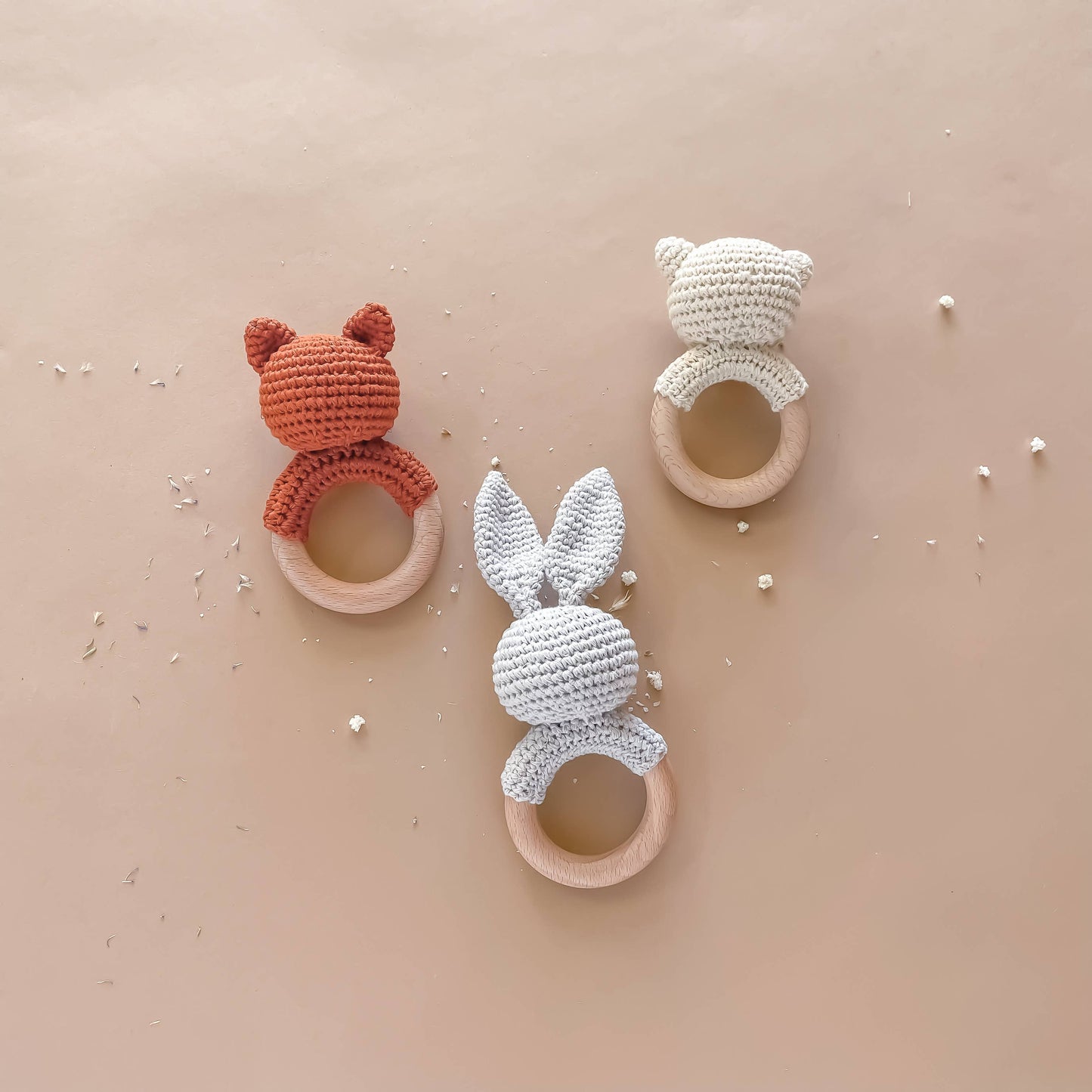 Cotton Crochet Blue Bunny Teether Rattle
