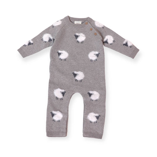 Furry Sheep Jacquard Knit Baby Jumpsuit