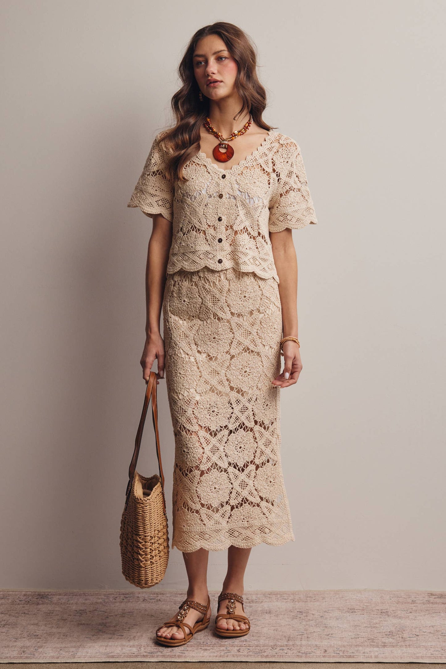 Julia Crochet Midi Skirt