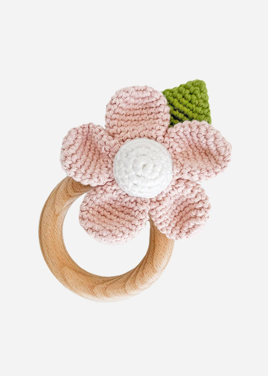 Crochet Flower Teether Rattle