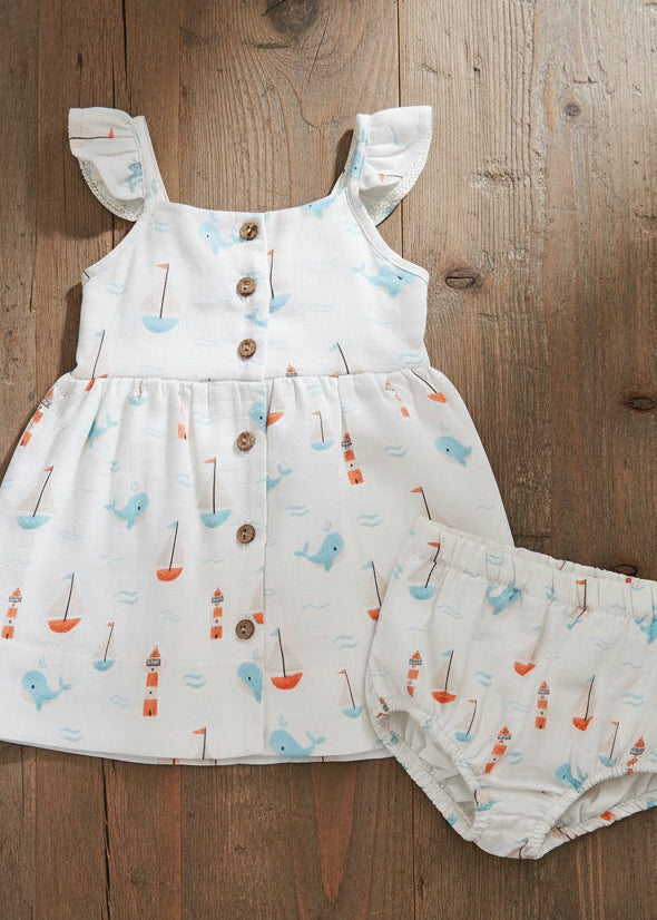 Sailboat Baby Dress + Bloomer