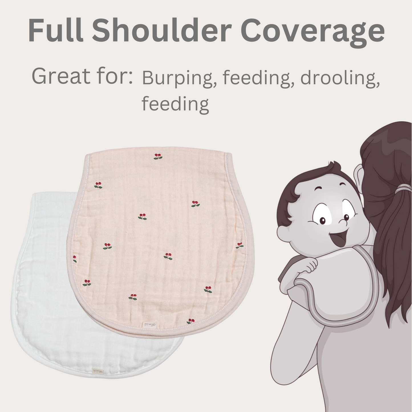 Bamboo Muslin Burp Cloth Set 2-Pack (Cherry-White)