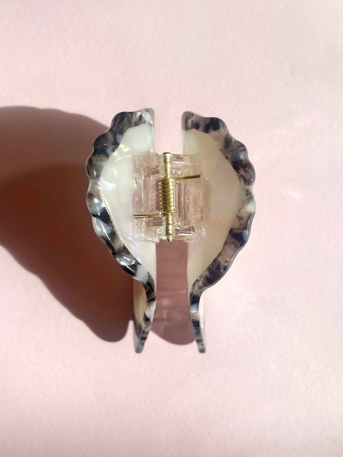 Oyster Claw Clip // Cellulose Acetate with Pearl detail