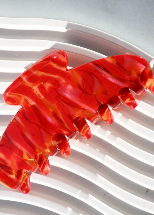 Oval Acetate Hair Claw in Hearts Fire