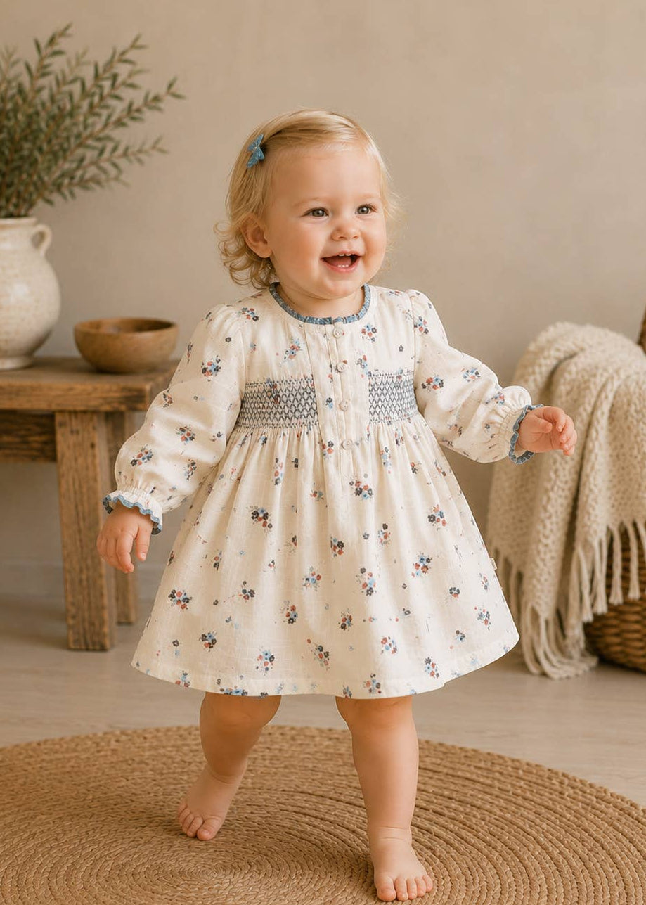 Juliet Smocked Floral Baby Dress & Bloomer Set