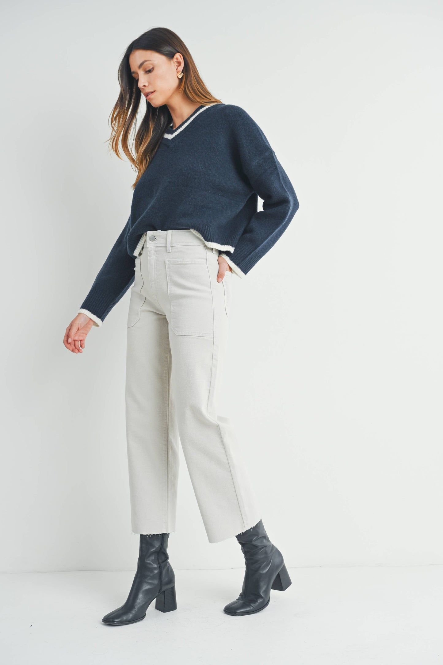 High Rise Utility Wide Leg-Sea Salt