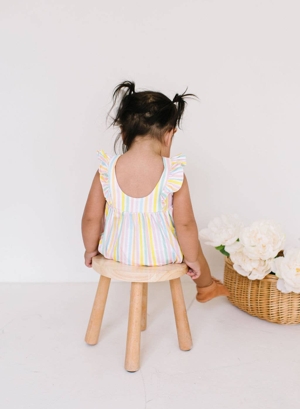 Amelia Romper in Pastel Stripe