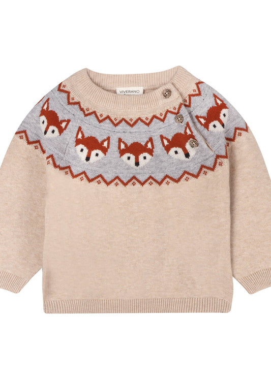 Fox Fair Isle Sweater Knit Baby Pullover