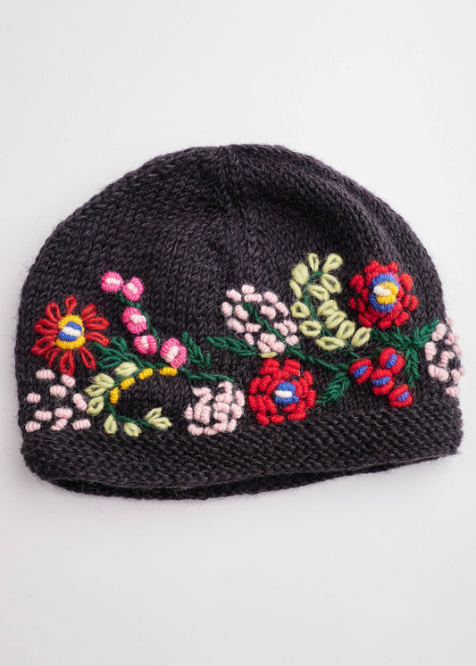 Floral Embroidered Beanie