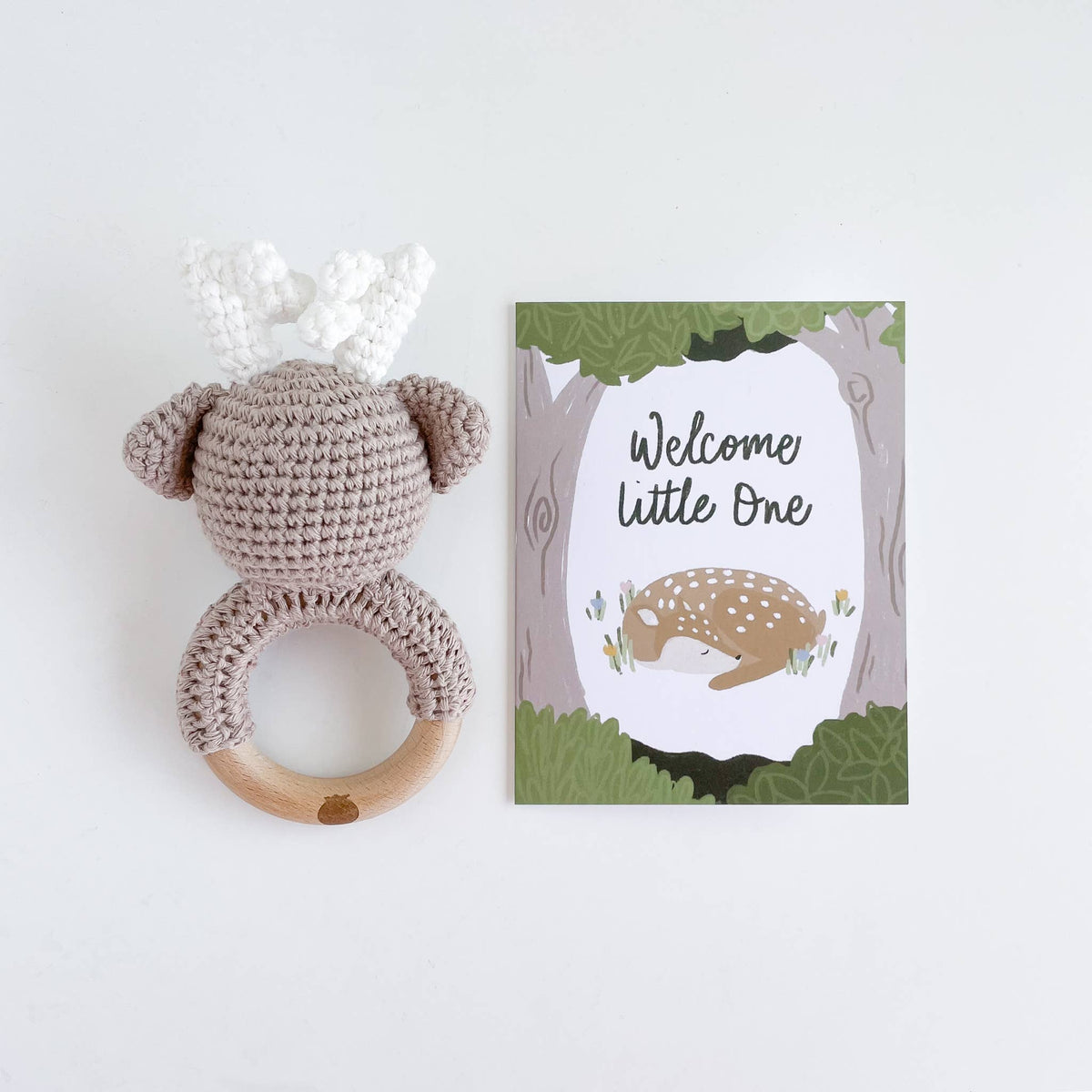 Greeting Card Welcome Little One Deer Baby Newborn Gift