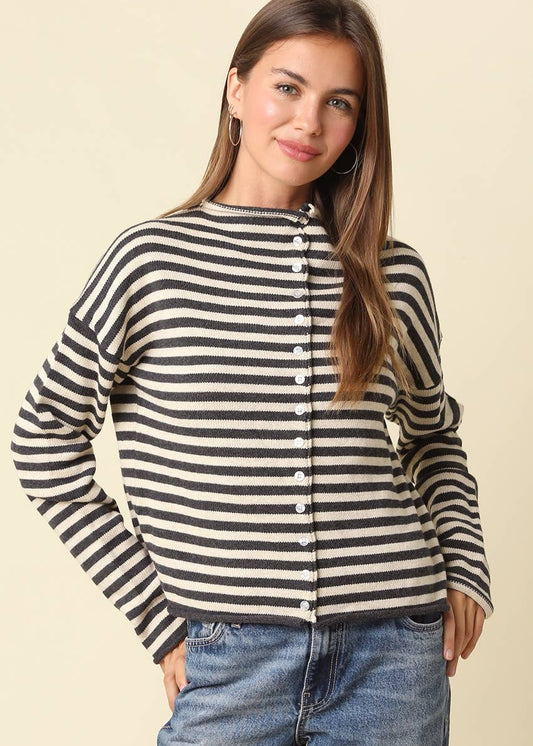 Eleni Sweater-Grey & Cream