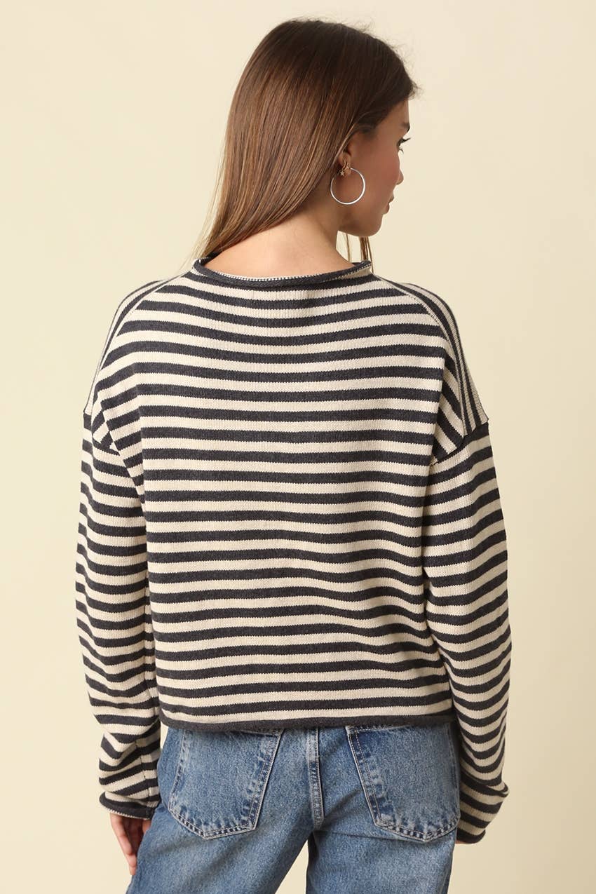 Eleni Sweater-Grey & Cream