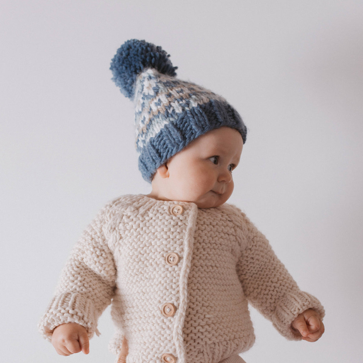 Fairisle Slate Beanie Hat Baby & Kids: Medium (6-24 months)