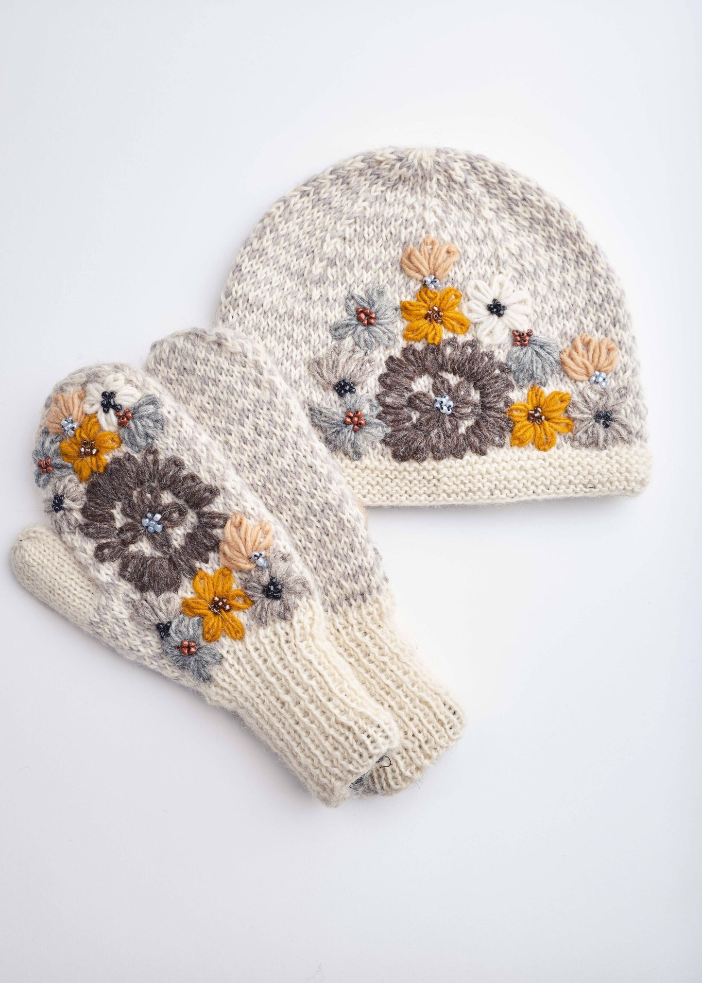 Embroidered Ivory Beanie